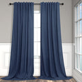 Pitalk 102 Inch Curtains Navy Blue Linen Drape by Pitalk