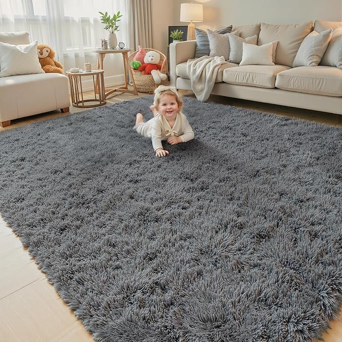 8x10 Area Rugs for Living Room Bedroom Rug, Large Area Rug Shag Shaggy Carpet by Junhejiamei