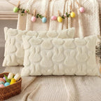decorUhome Easter Bunny Pillow Covers 12x20 Inch Set of 2, Soft Plush Faux Wool - Image 6