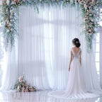 White Backdrop Curtain for Parties 10 ft x 10 ft Sheer Tulle Backdrop Drapes - Image 7