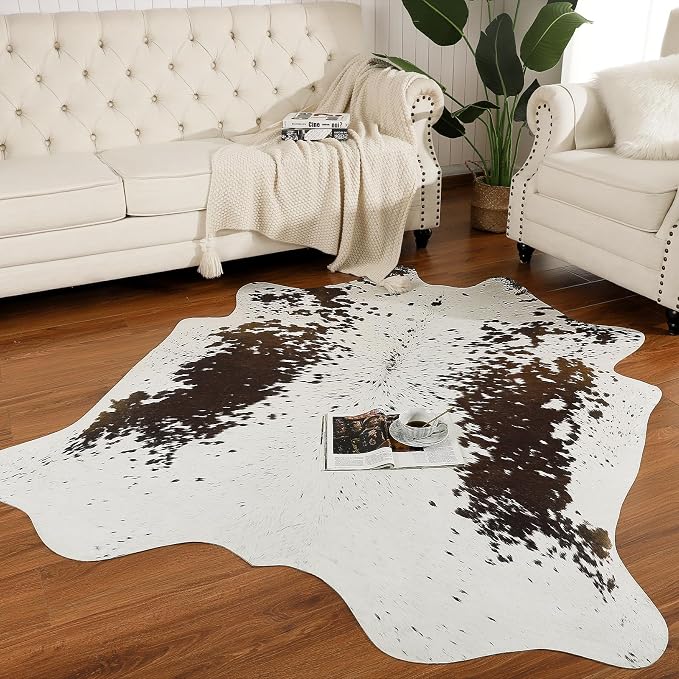 AROGAN Western Decor Faux Fur Cowhide Rug, 5.2 x 6.2 Feet Premium Animal Skin - Image 2