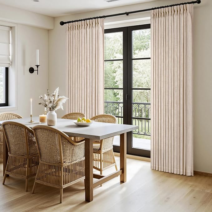 MIULEE Pinch Pleated Thick Linen Curtains 96 Inches Long 2 Panels - Image 3