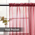 youleyar Solid Sheer Rod Pocket Curtain Voile Draperies 2 Panels White Beige - Image 3