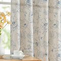 jinchan Floral Linen Curtains for Living Room 96 Inch Length Blue Flower by JINCHAN