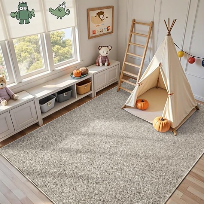 FinRèc 6x9 Washable Area Rugs for Bedroom Living Room, Low Pile Thin Rug Solid - Image 5