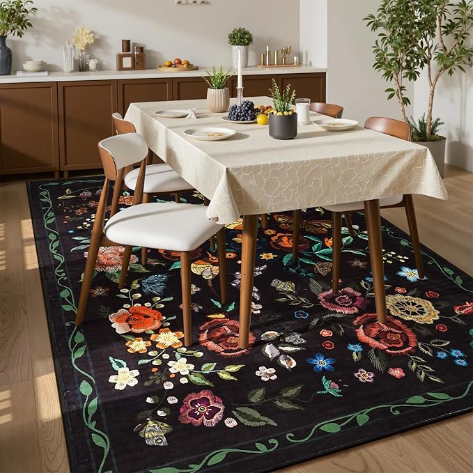 Rugflix 5x7 Washable Area Rug for Living Room, Soft Non Slip Low Pile Carpet - Image 9