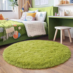 6‘x6’ Grass Green Round Rug for Bedroom, Ultra Soft Fluffy Circle Rug for Kids - Image 3