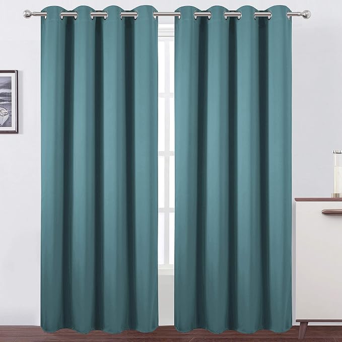 LEMOMO Sea Teal Thermal Blackout Curtains/52 x 84 Inch/Set of 2 Panels Room by Lemomo