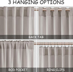 Nanspring Stone Grey Linen Curtains 96 Inches Long - Image 2