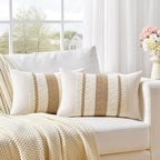 Fancy Homi Set of 1 Neutral Tan Lumbar Decorative Throw Pillow Cover 12x20 Inch - Image 2