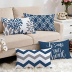 Hexagram Geometric Blue Pillow Covers 12x20 Set of 4, Decorative Outdoor Boho - Image 5
