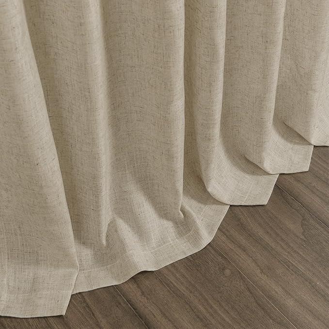 Eggshell Beige Linen Curtains for Living Room 100 Inches Long Light Filtering - Image 9