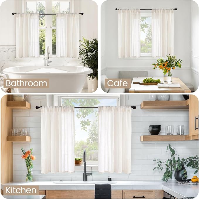 BGment Linen Curtains 36 Inch Length - Image 2