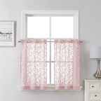 Lecloud Leia Jacquard Textured Blush Sheer Kitchen Curtains 36 Inch Length 2 by Lecloud