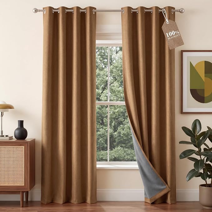 NICETOWN 100% Absolutely Blackout Linen Curtains by NICETOWN