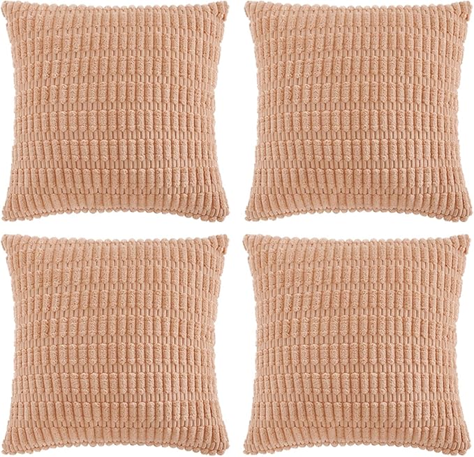 Fancy Homi 4 Packs Peach Decorative Throw Pillow Covers 24x24 Inch by Fancy+Homi