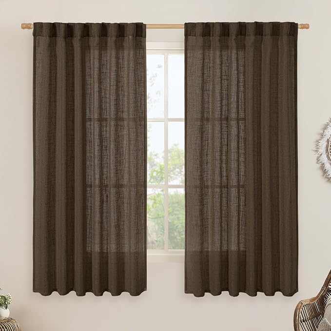 LAMIT Sheer Linen Curtains 63 Inch by LAMIT