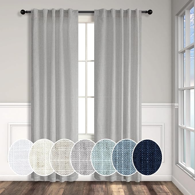 Grey Curtains 38 Inch Wide for Bedroom 2 Panels Rod Pocket Back Tab Loops Semi by Pitalk