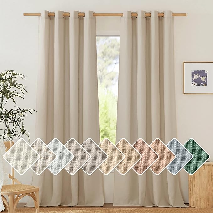 NICETOWN Linen Angora Curtains for Living Room, Grommet Privacy Assured Semi by NICETOWN