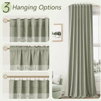 Sage Green 100% Blackout Linen Curtains 95 Inch Length 2 Panels Set - Image 6