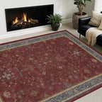 5x8 Boho Dark Red Rug for Living Room by HazoHaus