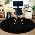 4'x4' Black Round Rug for Bedroom, Ultra Soft Fluffy Circle Rug for Kids Girls - Image 7