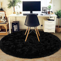 5'x5' Black Round Rug for Bedroom, Ultra Soft Fluffy Circle Rug for Kids Girls by Quntue