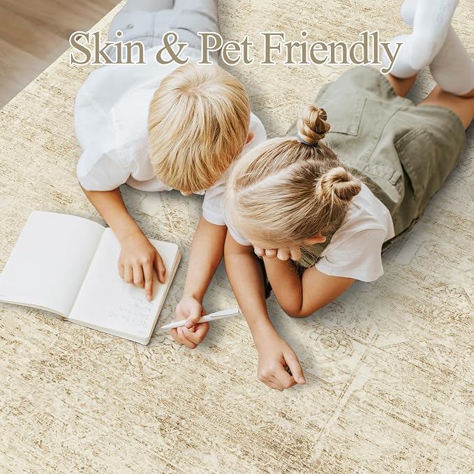 6x9 Area Rug for Living Room Floral Washable Non-Slip Modern Rugs for Bedroom - Image 3