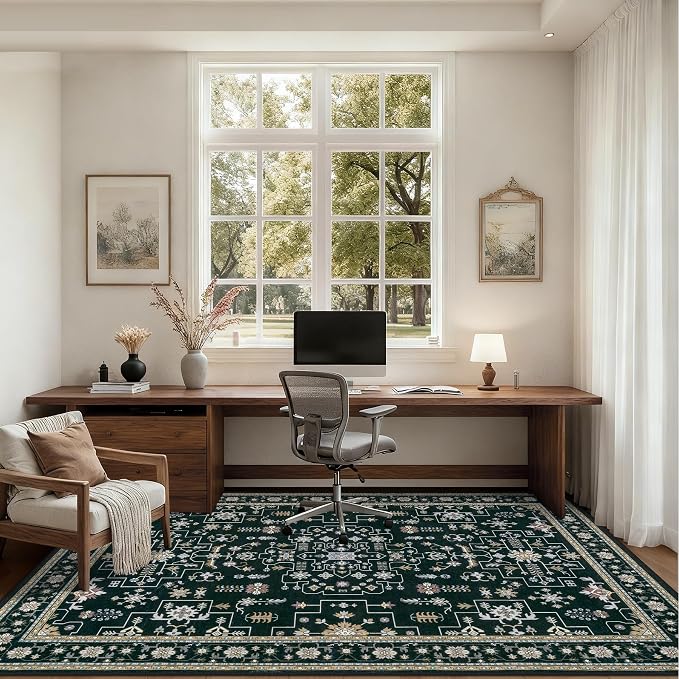 8x10 Area Rugs for Living Room: Washable Rug Soft Vintage Boho Medallion Carpet - Image 5