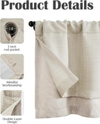 jinchan Valance Curtain Beige Hearthered Farmhouse Light Filtering Double Layer - Image 6