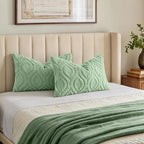 decorUhome Throw Pillow Covers 12x20 Inch Set of 2, Soft Plush Faux Wool Sage - Image 7