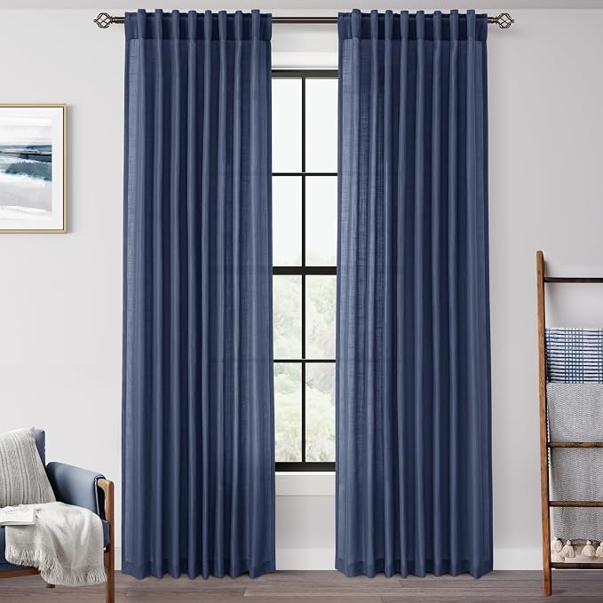 Navy Blue Curtains 108 inch Length by Jolilight