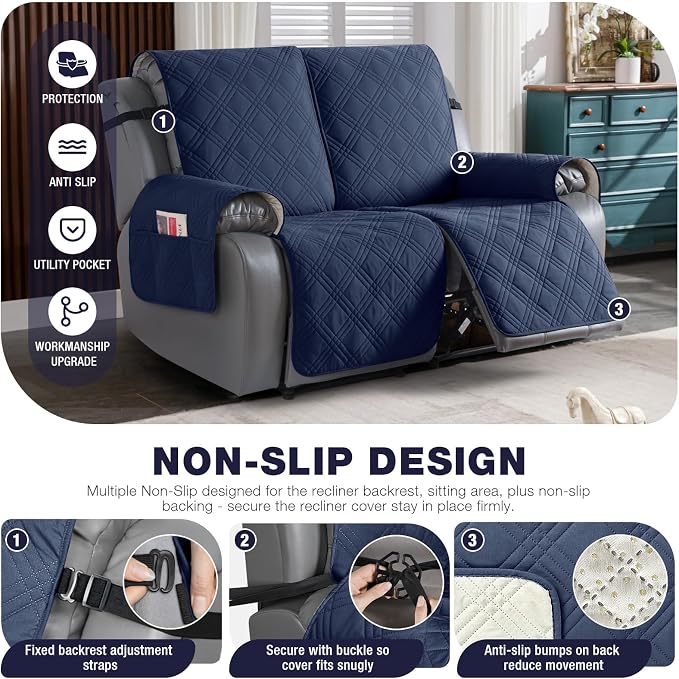 TAOCOCO 100% Waterproof Oversized Loveseat Recliner Cover, Non Slip Split Couch - Image 4