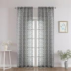 Chyhomenyc Charcoal Grey Sheer Curtains 90 Inch Length 2 Panels Set, Light by Chyhomenyc