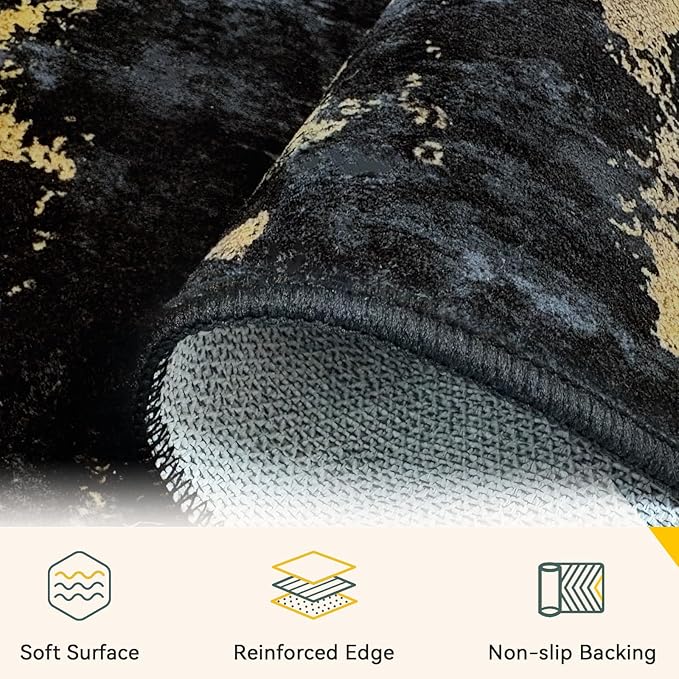 Washable Area Rugs Square 8ft Non-Slip Modern Abstract Soft - Image 2