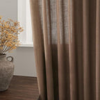 Caramel Brown Linen Curtains for Living Room Extra Long 112 Inches Long Back - Image 9