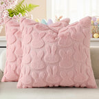 decorUhome Easter Bunny Pillow Covers 20x20 Inch Set of 2, Soft Plush Faux Wool by decorUhome