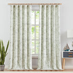jinchan Floral Curtains 96 Inches Long Sage Green Flower Linen Farmhouse Curtain - Image 2