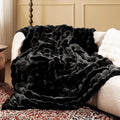 Ultra Soft Cozy Faux Fur Throw Blanket, Fuzzy Plush Thick Bubble Blanket by blunique