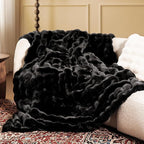 Ultra Soft Cozy Faux Fur Throw Blanket, Fuzzy Plush Thick Bubble Blanket by blunique