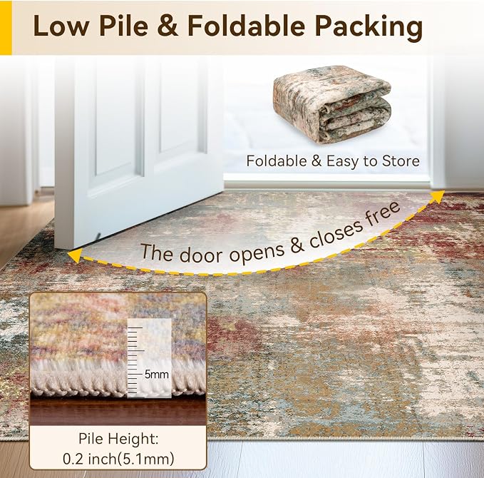 Washable Area Rugs 6'x8' Non-Slip Modern Abstract Soft - Image 5