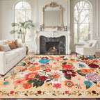 Area Rugs 9x12 Living Room Washable Rug Non Slip Floral Low Pile Large Rug by WelcometoBabovid