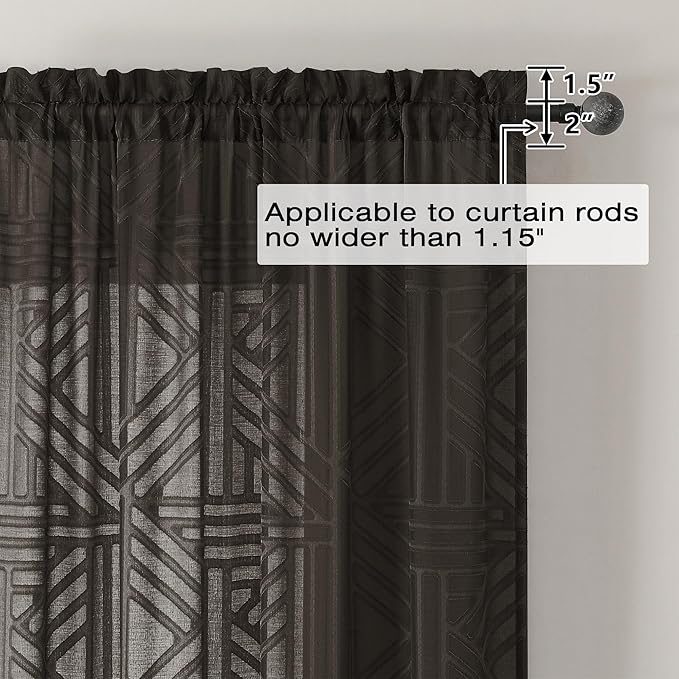 Simplebrand Chocolate Semi-Sheer Curtains, 42x96 Inch, 2 Panels, Light Filtering - Image 4