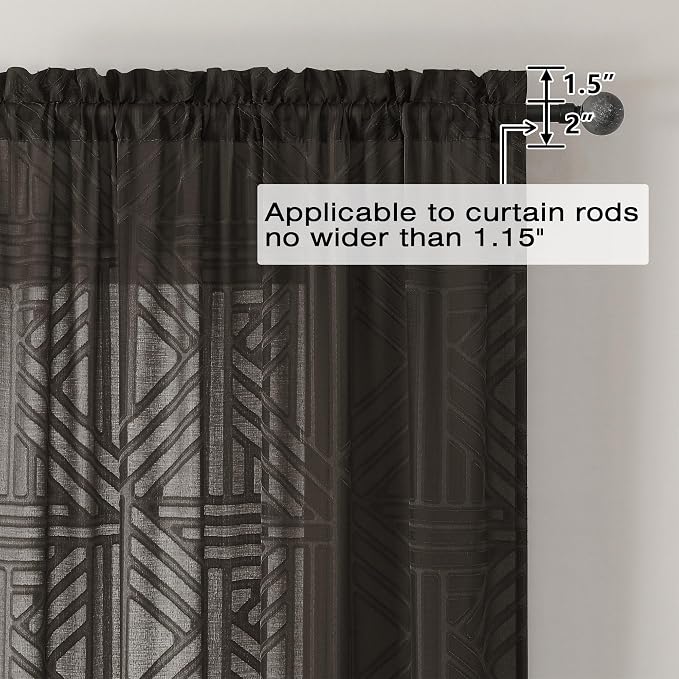 Simplebrand Chocolate Sheer Curtains 72 Inch Length 2 Panels - Image 4