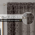 Lecloud Leia 2 Panels Sheer Chocolate Brown Curtain 54 Inch Length, Light - Image 2