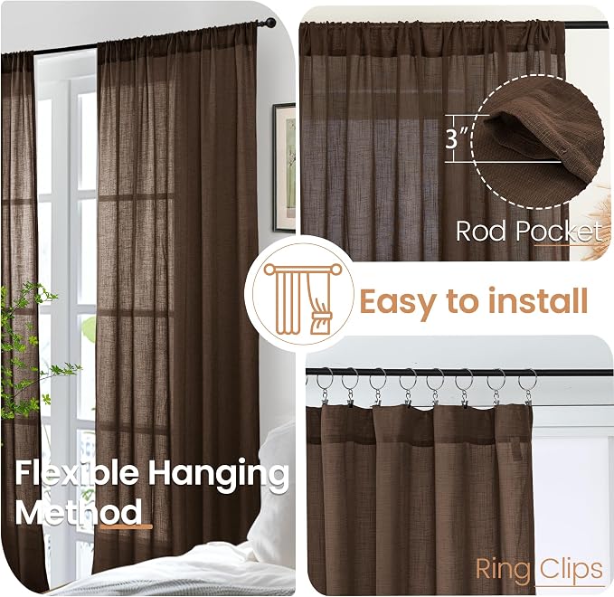 BGment Linen Curtains 84 Inch Length - Image 6