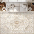 Area Rugs 9x12 Vintage Rug: Large Washable Living Room Rug Retro Medallion by MXSANYOORUG