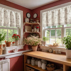 jinchan Linen Kitchen Valance for Windows 16 Inch Floral Double Layer Valance - Image 2