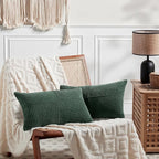 Fancy Homi Set of 2 Dark Green Lumbar Decorative Throw Pillow Covers 16x28 Inch - Image 6