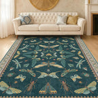 Hazo Haus Insect Blue Green Living Room Rug 5x8 by HazoHaus